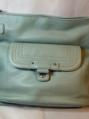 Stone & Co. Mint Leather Shoulder Bag with Front Flap Pocket